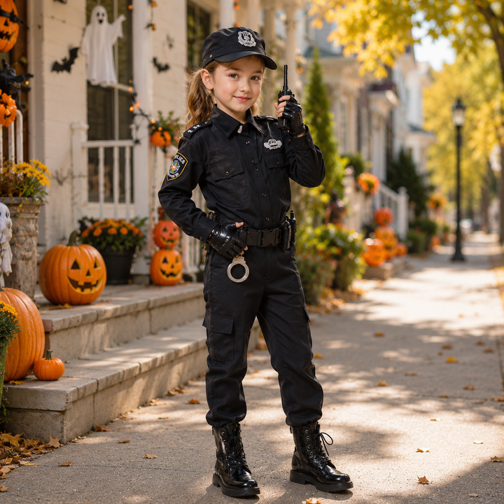 Kids Police Officer Costume Boys Girls Roleplay Dress Up