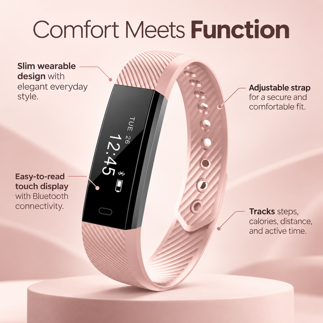Mini Smart Watch Fitness Tracker with Heart Rate and Activity Monitor