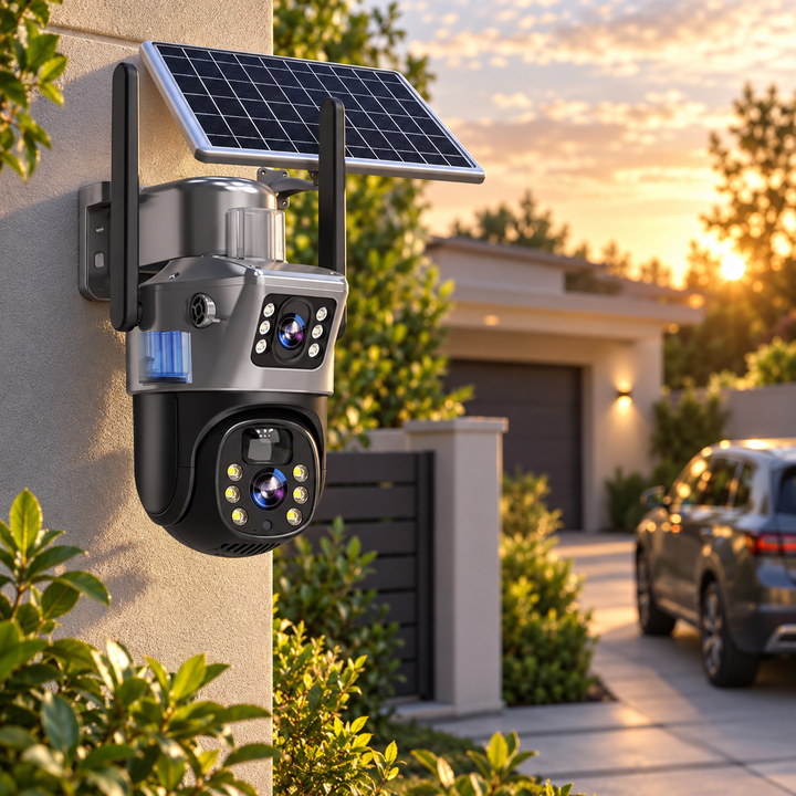 Wireless 4K Security Camera Solar Dual Lens 10x Zoom