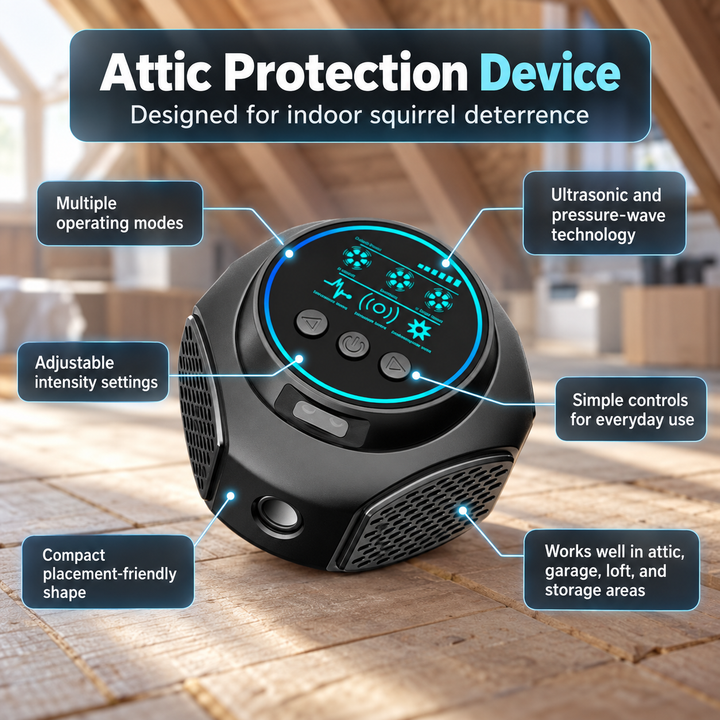 Ultrasonic Squirrel Repeller Indoor Plug In Rodent and Pest Deterrent