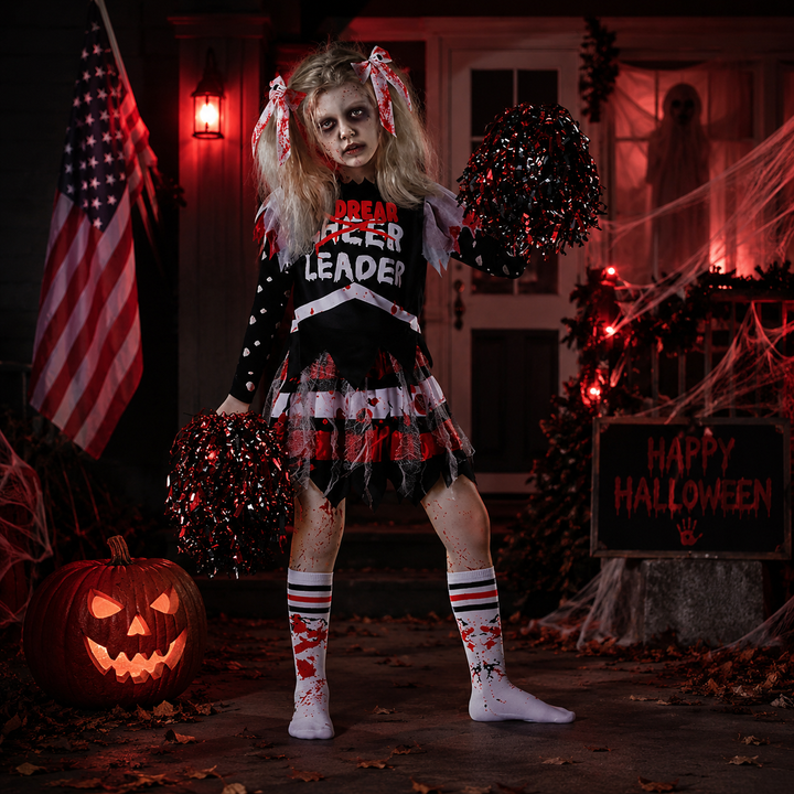 Kids Zombie Cheerleader Costume Halloween Performance Set