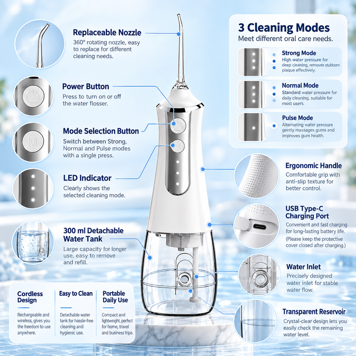 Ultrasonic Tooth Cleaner Rechargeable Dental Plaque Stain Remover