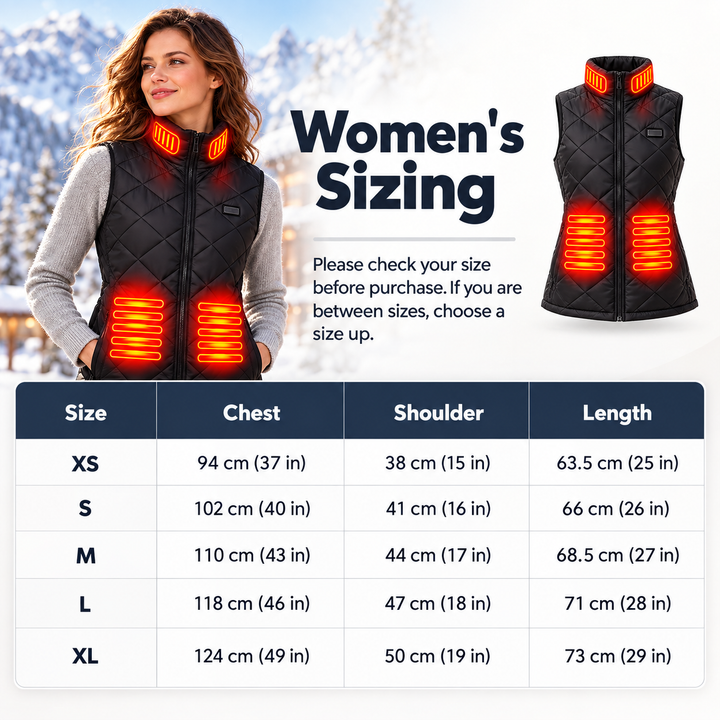 Womens Heated Waistcoat 9 Heating Zones Rechargeable Gilet