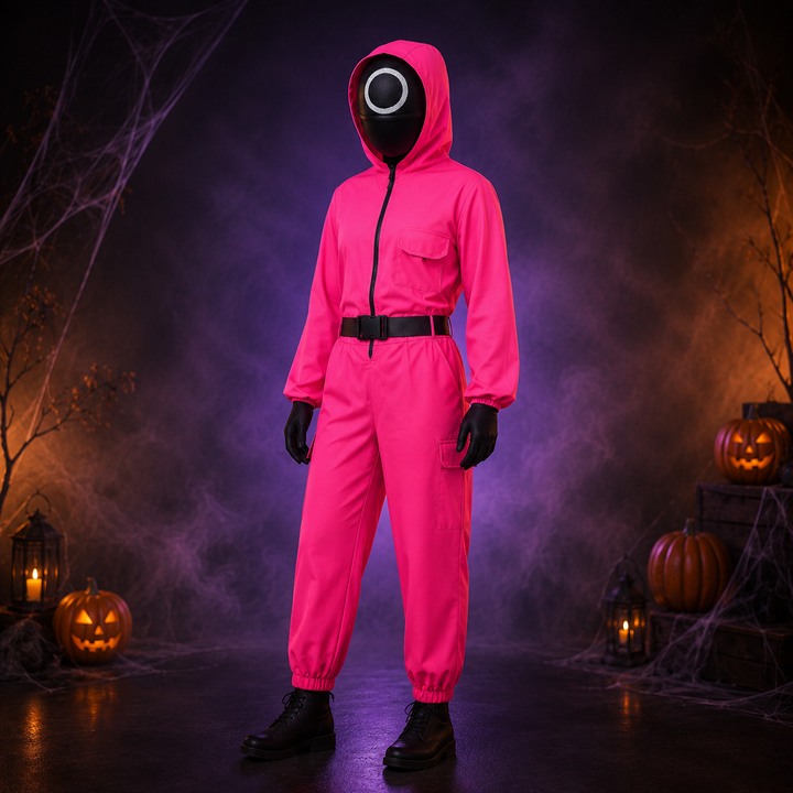 Group Rose Red Jumpsuit Costume with Mask Adults Halloween