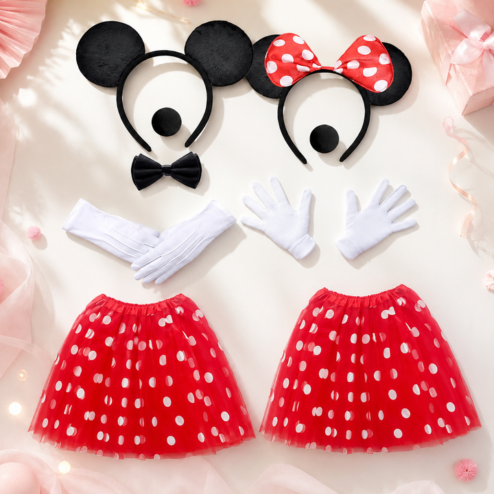 Mouse Ears Headband Skirt and Gloves Costume Set Halloween