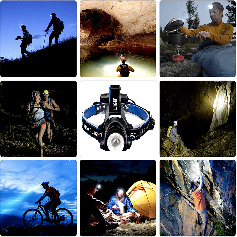 Rechargeable LED Headlamp with Dual Batteries