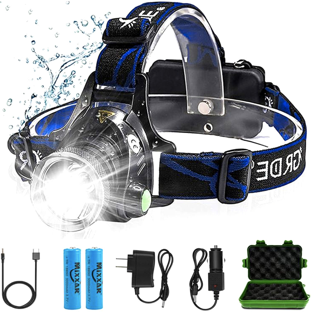 Rechargeable LED Headlamp with Dual Batteries