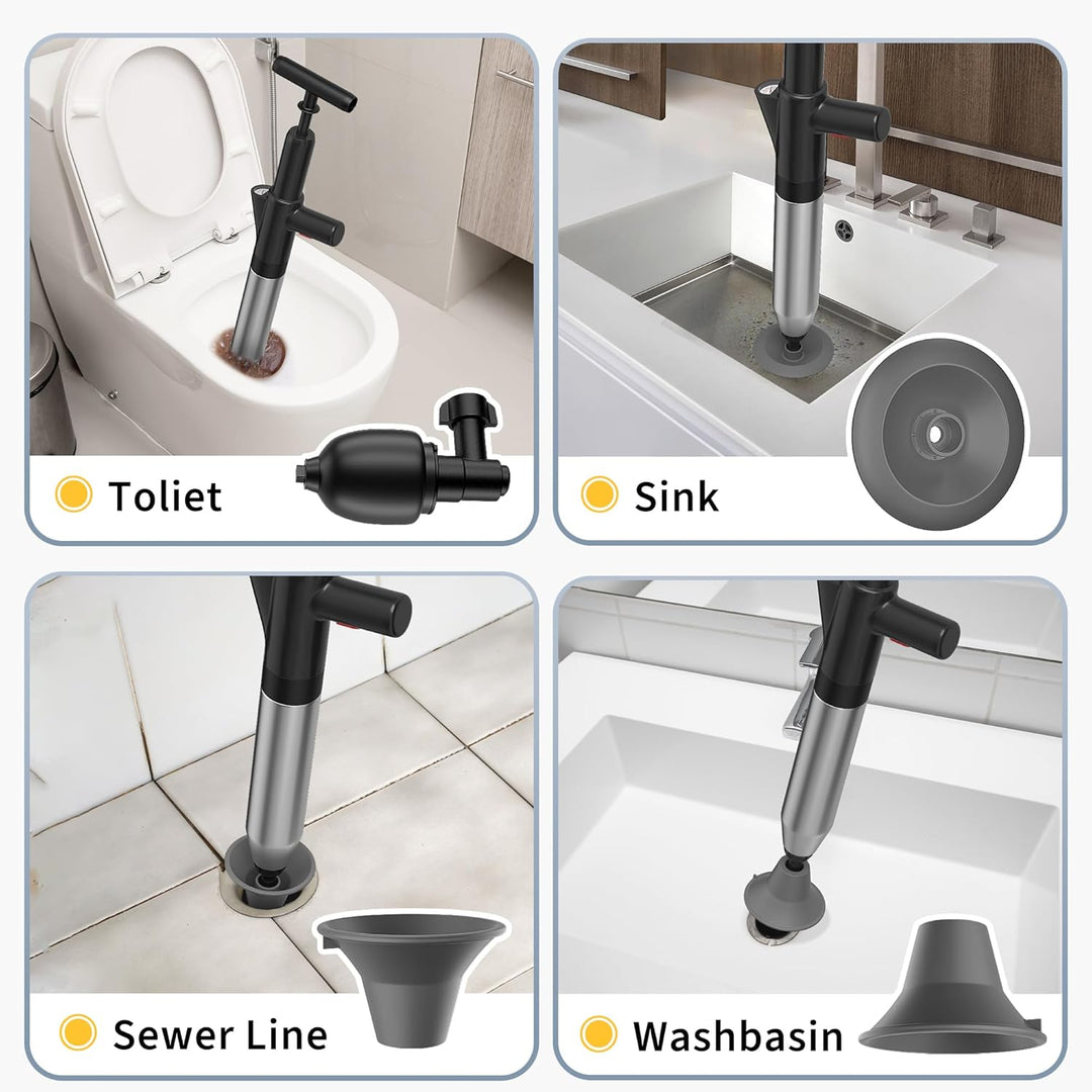 Toilet Plunger High Pressure Handle Unclogger