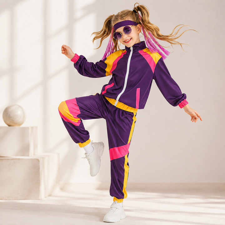 Kids Retro Tracksuit Costume 80s Dance Outfit Halloween