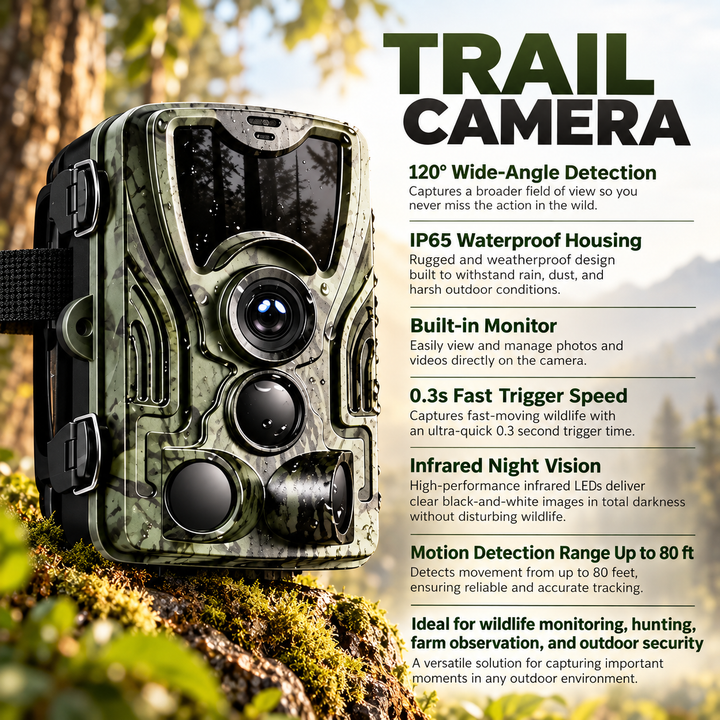 Wildlife Trail Camera IP65 Waterproof Motion Activated Garden