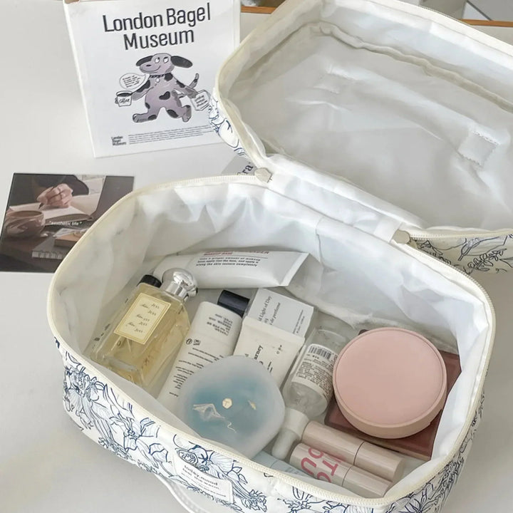 4 Piece Quilted Makeup Bag Set Organizer Pouches Cosmetic Storage Bags