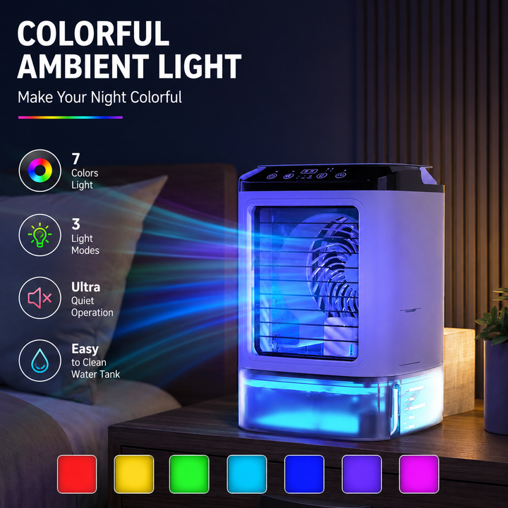 Portable Mini Air Conditioner with 900ML Water Tank and 3-Speed Humidifier