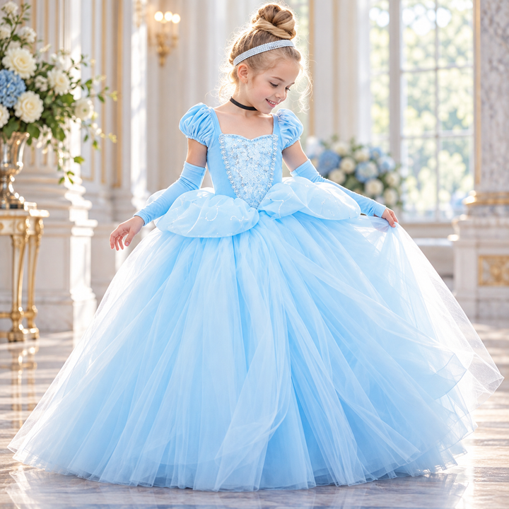 Girls Cinderella Princess Dress Costume Fancy Dress Party Ball Gown