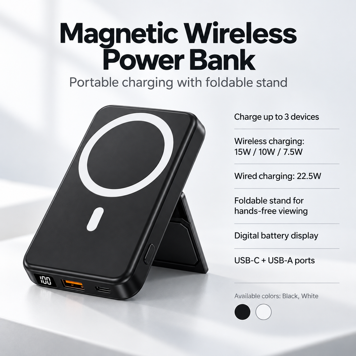 Wireless Power Bank 10000mAh Magnetic Portable Charger