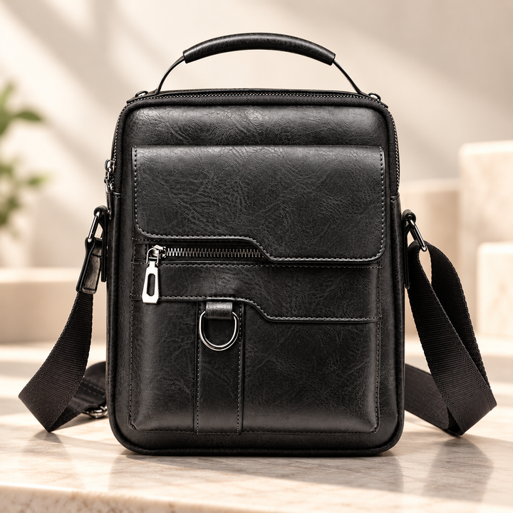 Mens Genuine Leather Shoulder Bag Crossbody Messenger Bag