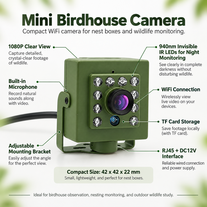 Bird Box Camera WiFi Waterproof Outdoor Wildlife Nest Camera
