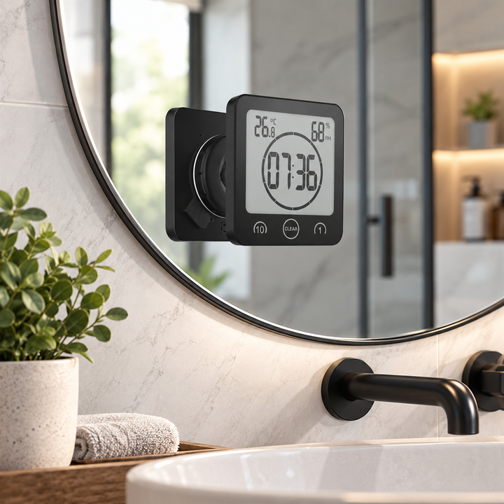 Waterproof Shower Clock Digital Suction Cup Bathroom Wall Clock Timer