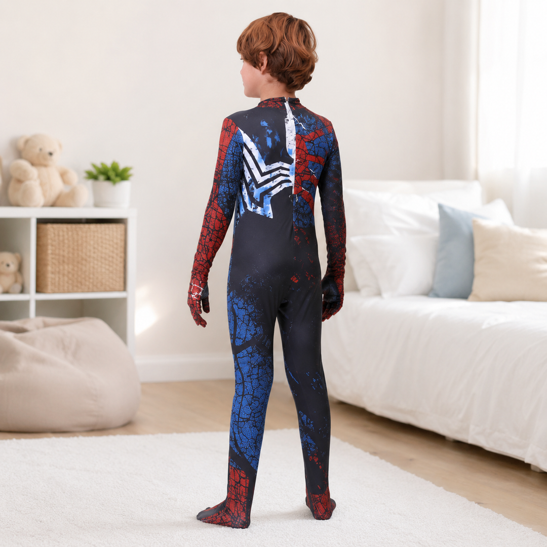 Kids Spider Web Zentai Bodysuit Costume Boys Halloween