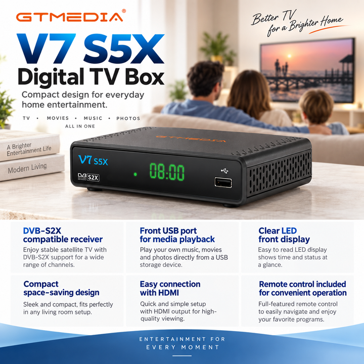 Freeview Recorder Box HD TV Receiver with Built In Free Channels