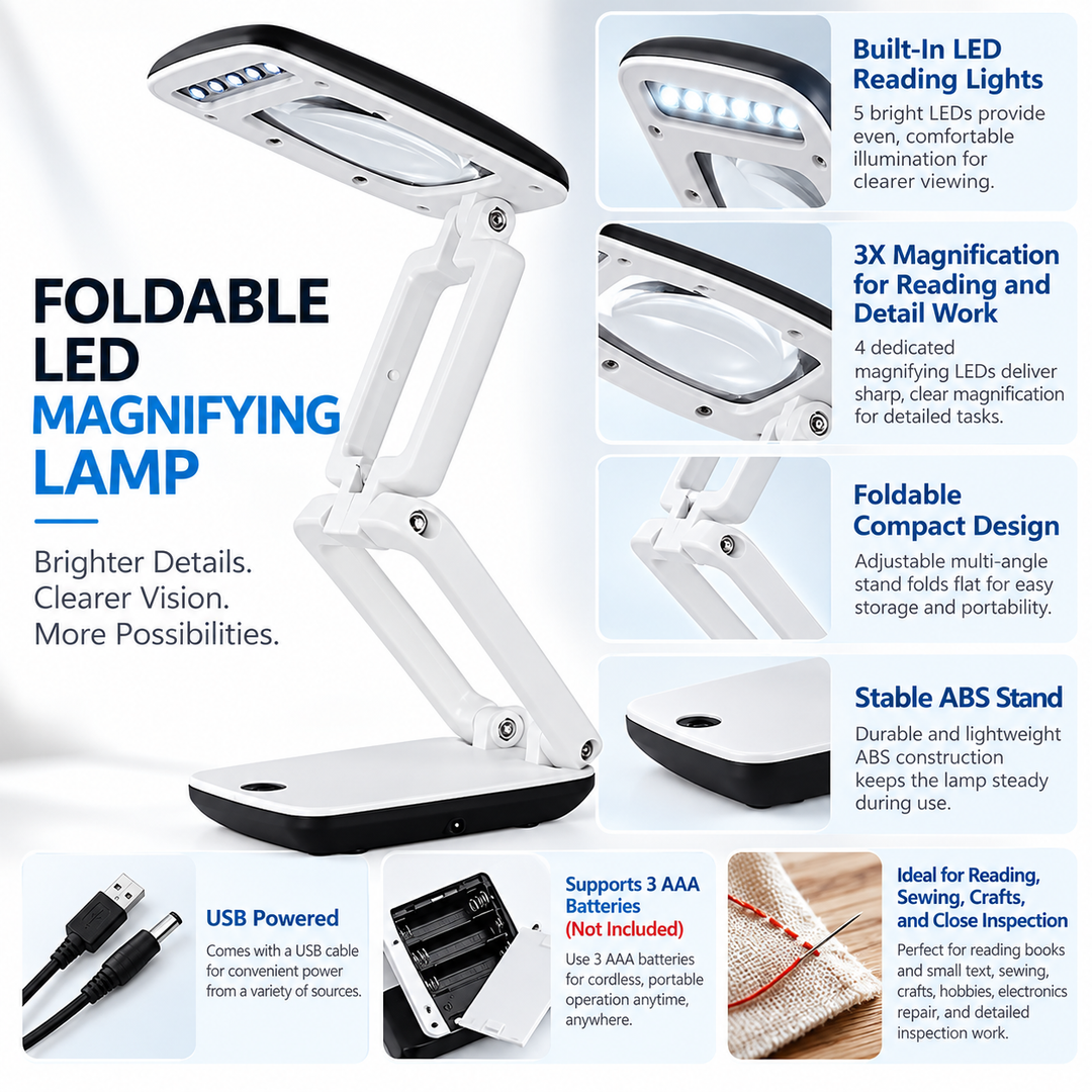 Full Page Magnifier with LED Light and Stand Reading Aid