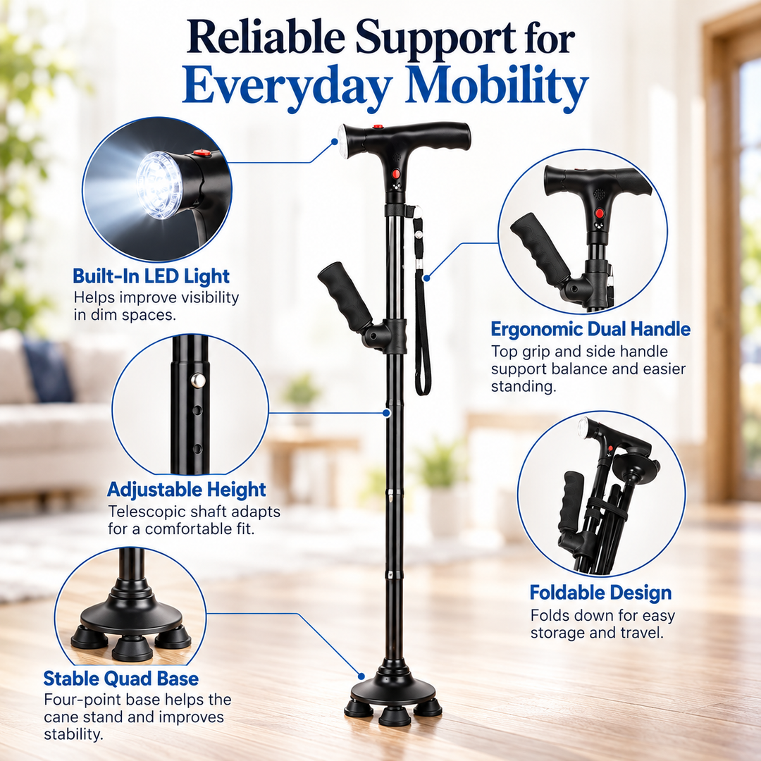 Ergonomic Walking Cane Lightweight Mobility Support for Seniors