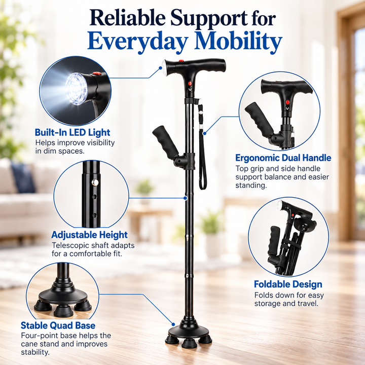 Ergonomic Walking Cane Lightweight Mobility Support for Seniors