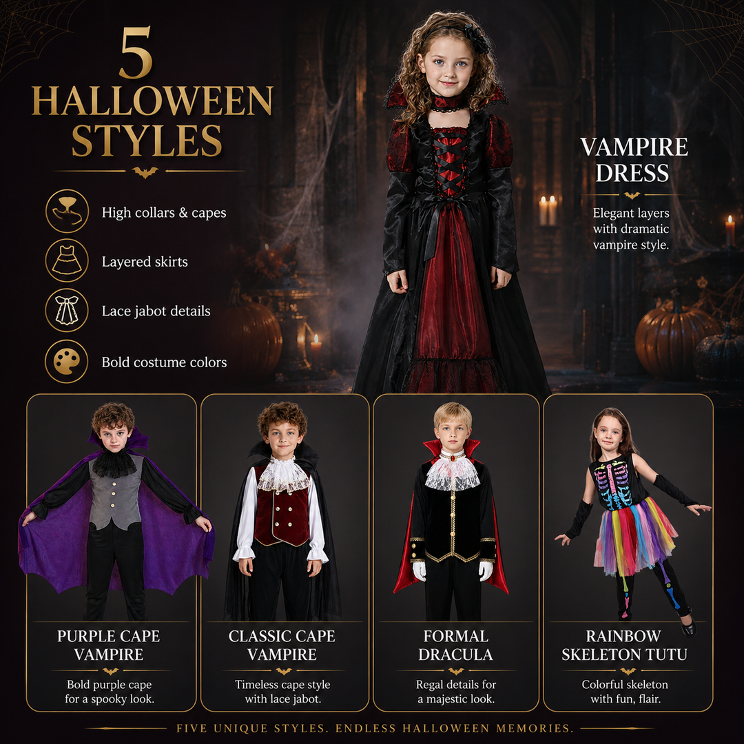 Girls Vampire Costume with Cape and Vest Halloween