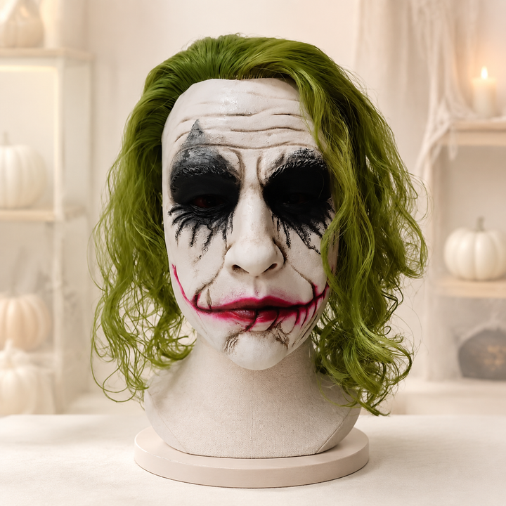 Joker Green Hair Clown Latex Mask Halloween Horror Adult