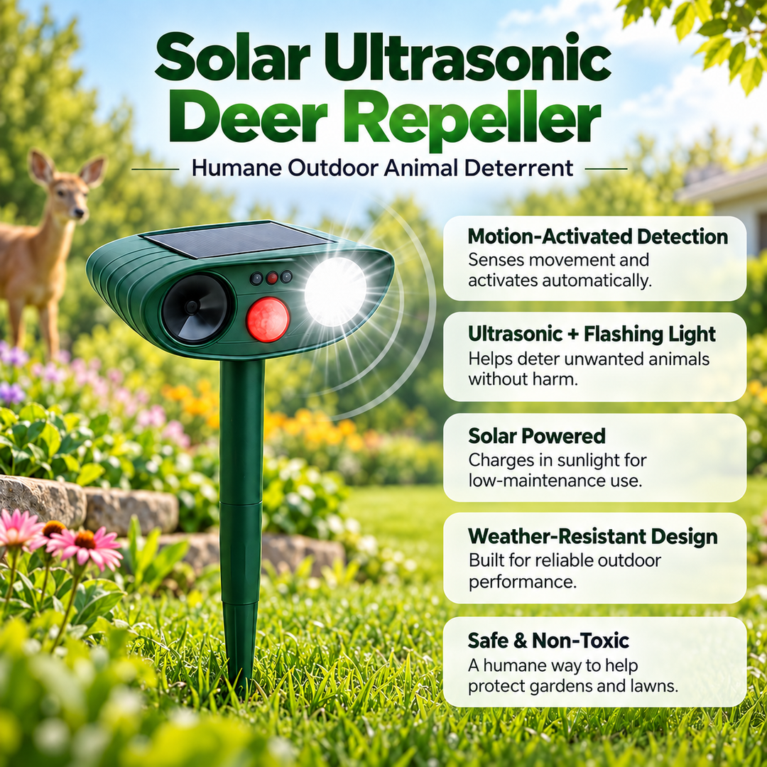 Solar Ultrasonic Deer Repeller 4 Pack Garden Deterrent