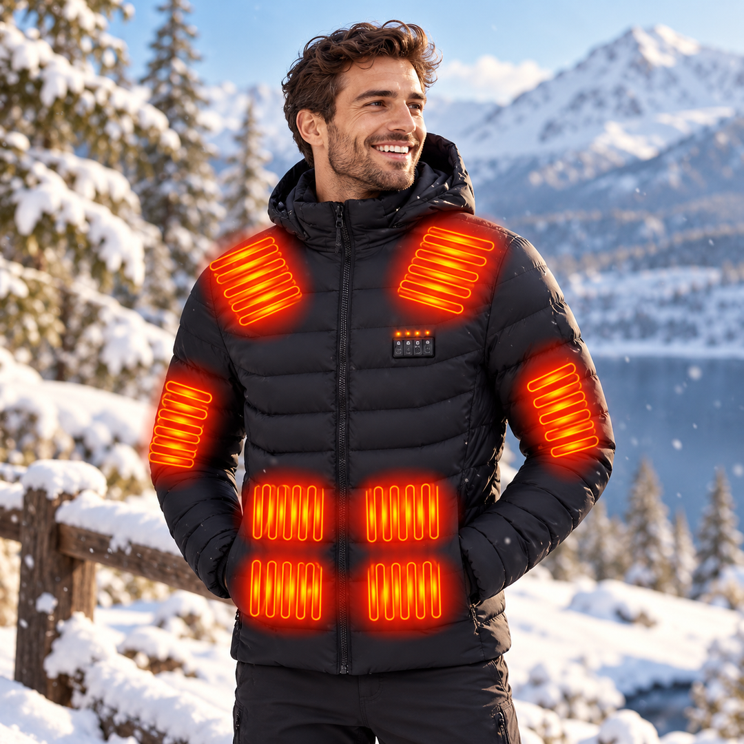 Heated Puffer Jacket 21 Heating Zones Adjustable Temperature