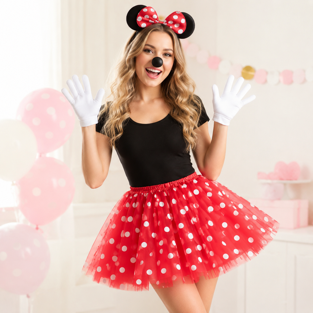 Mouse Ears Headband Skirt and Gloves Costume Set Halloween