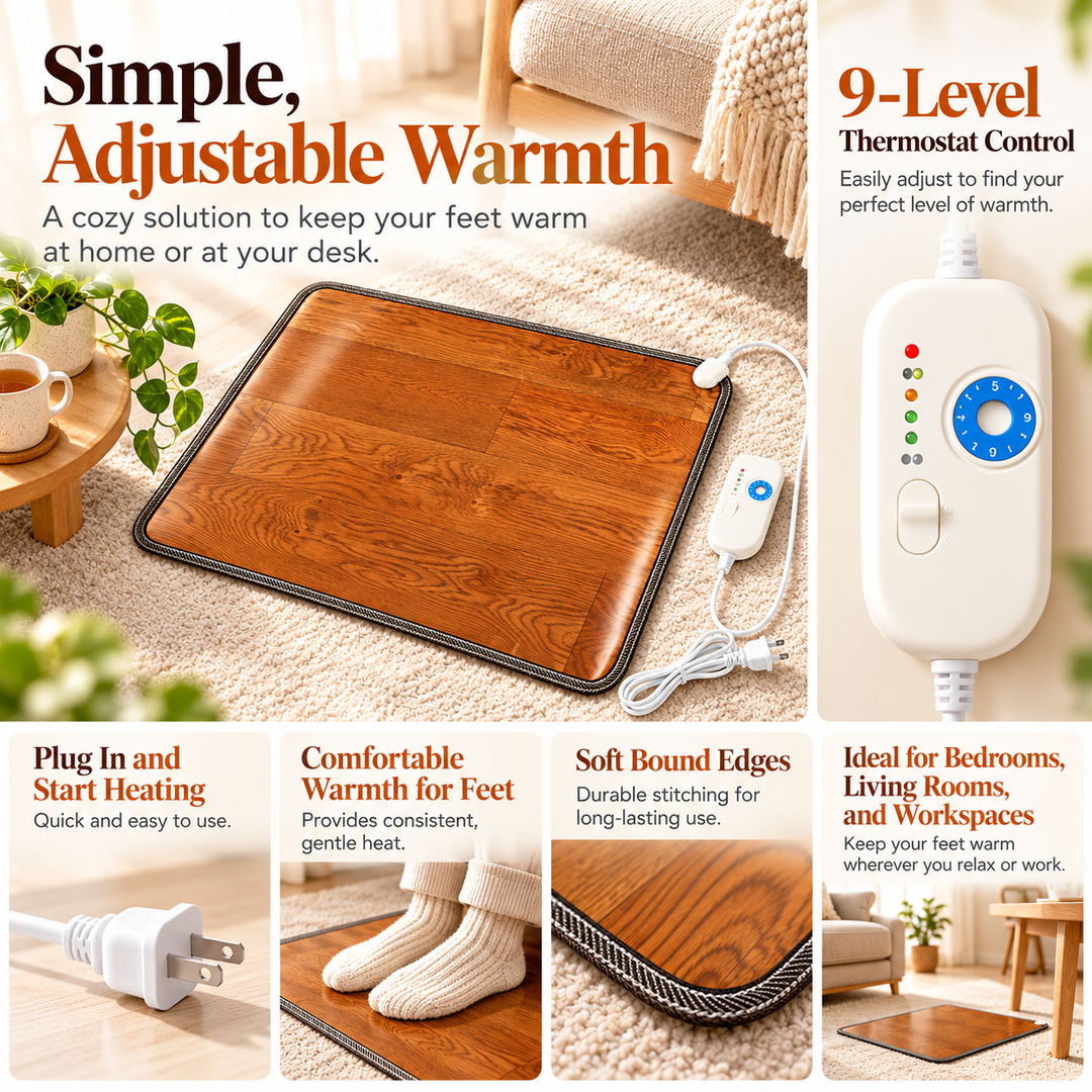 Heated Foot Warmer Mat Electric Under Desk Heating Pad