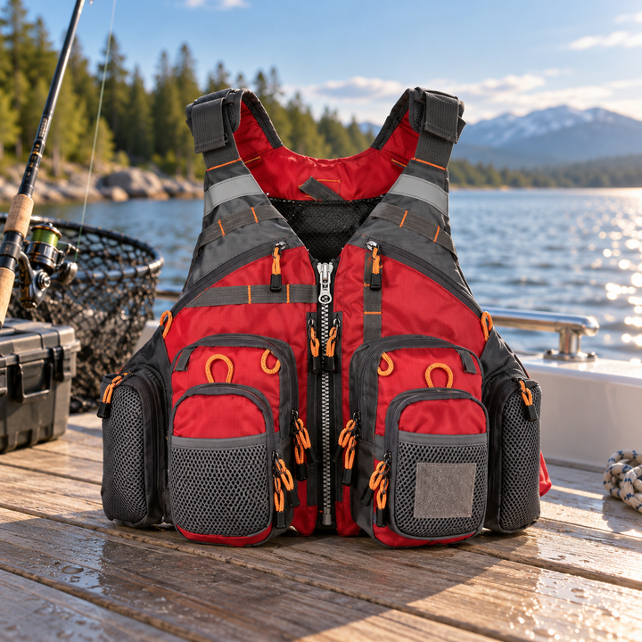 Sport Fishing Life Vest Buoyancy Aid with Multiple Pockets