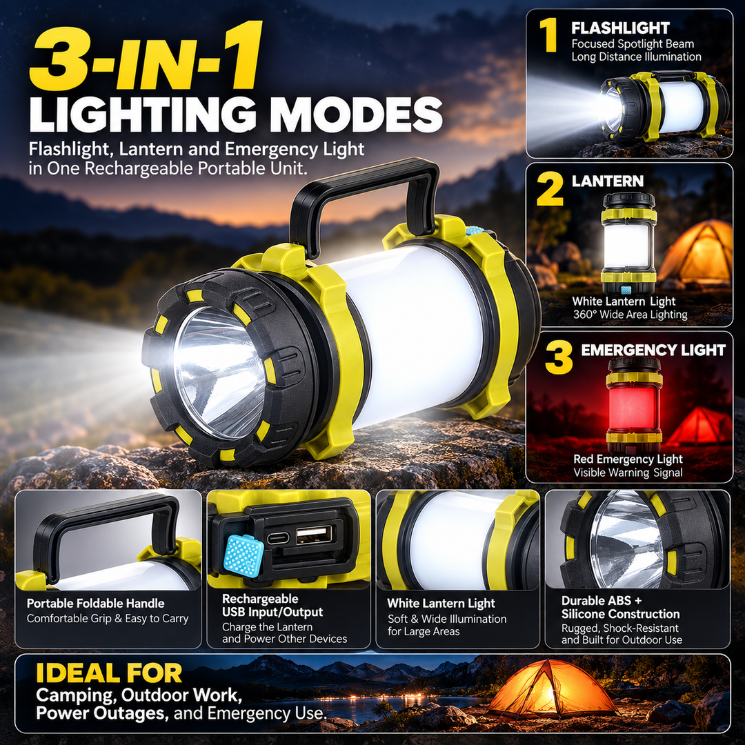 Rechargeable Camping Lantern LED Outdoor Light Portable Tents