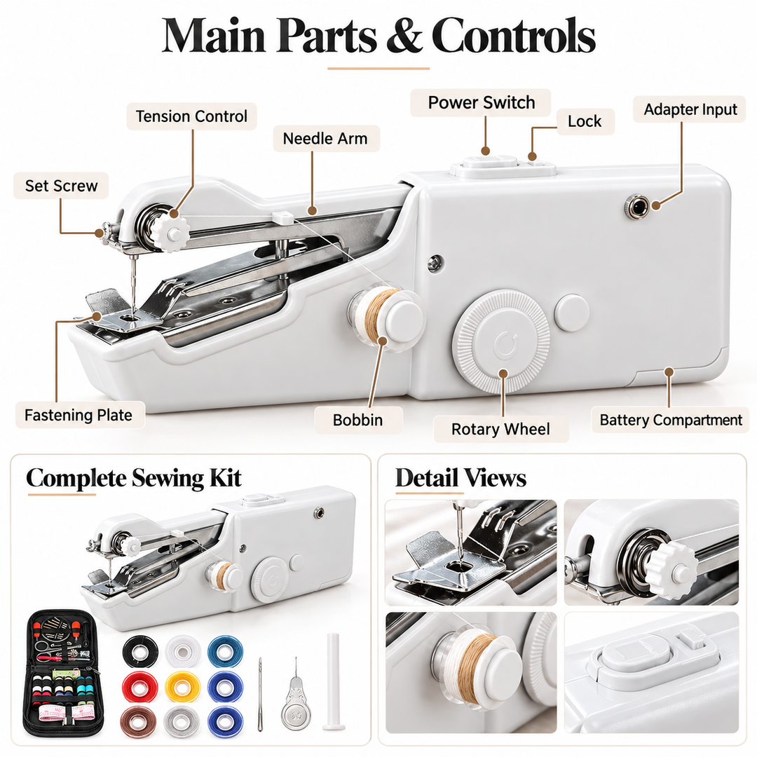 Handheld Sewing Machine Mini Portable Cordless Quick Stitch Repair