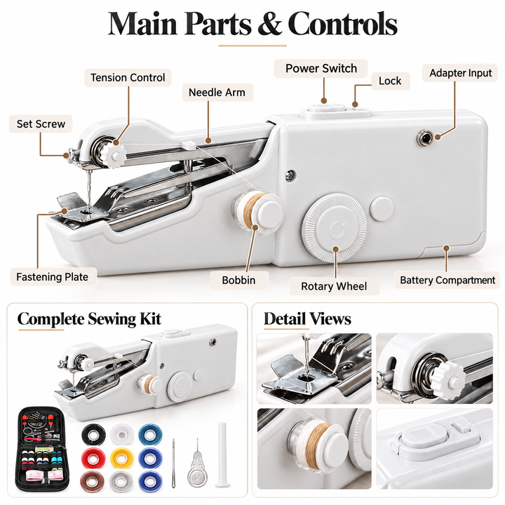 Handheld Sewing Machine Mini Portable Cordless Quick Stitch Repair