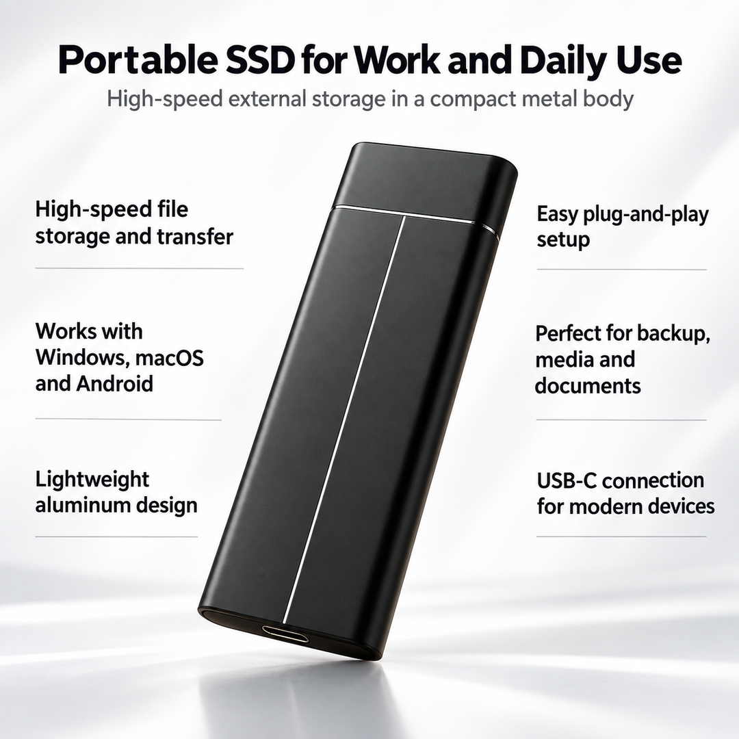 External SSD Portable USB-C Solid State Drive 1TB to 16TB