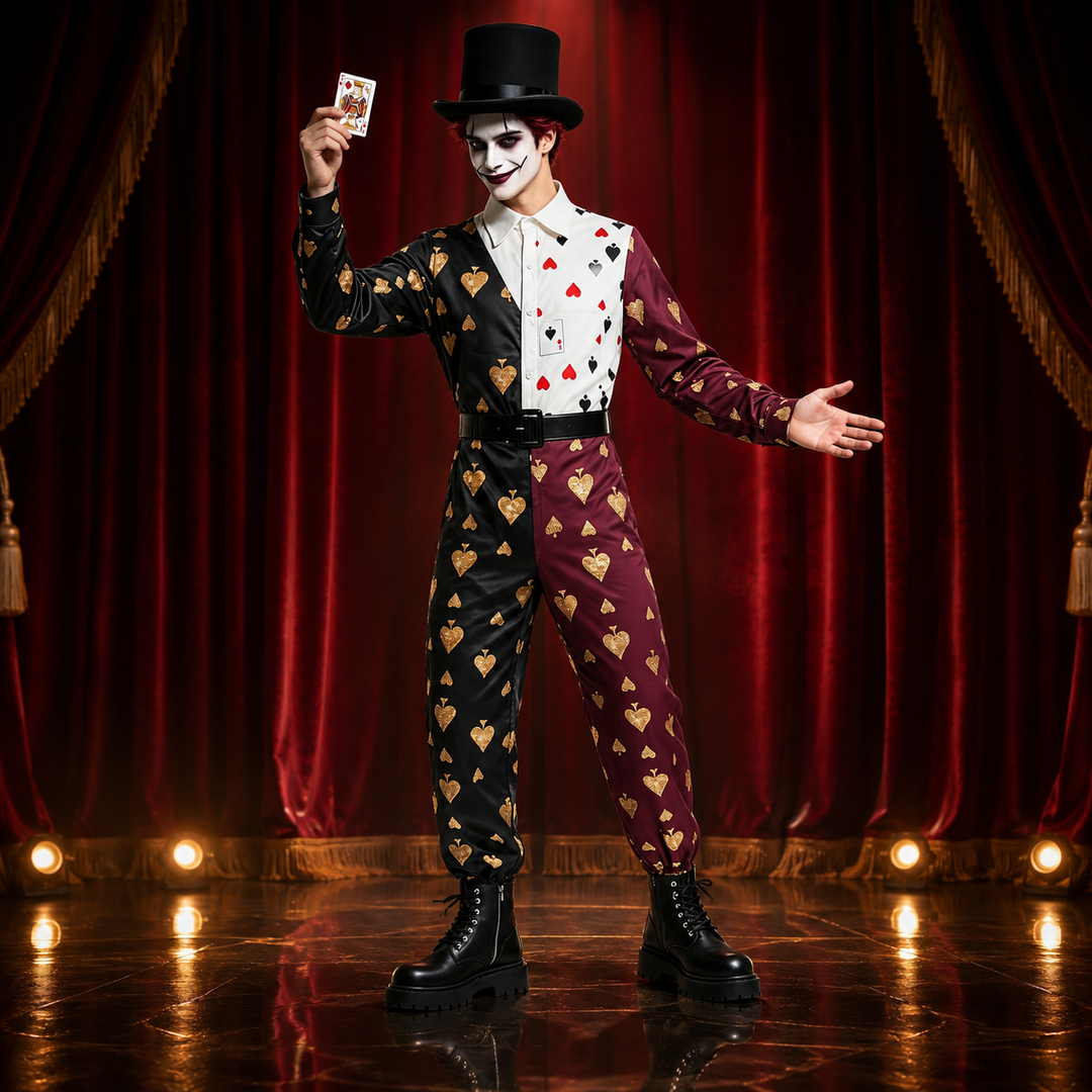 Playing Card Circus Costume Jumpsuit Adults Halloween Cosplay