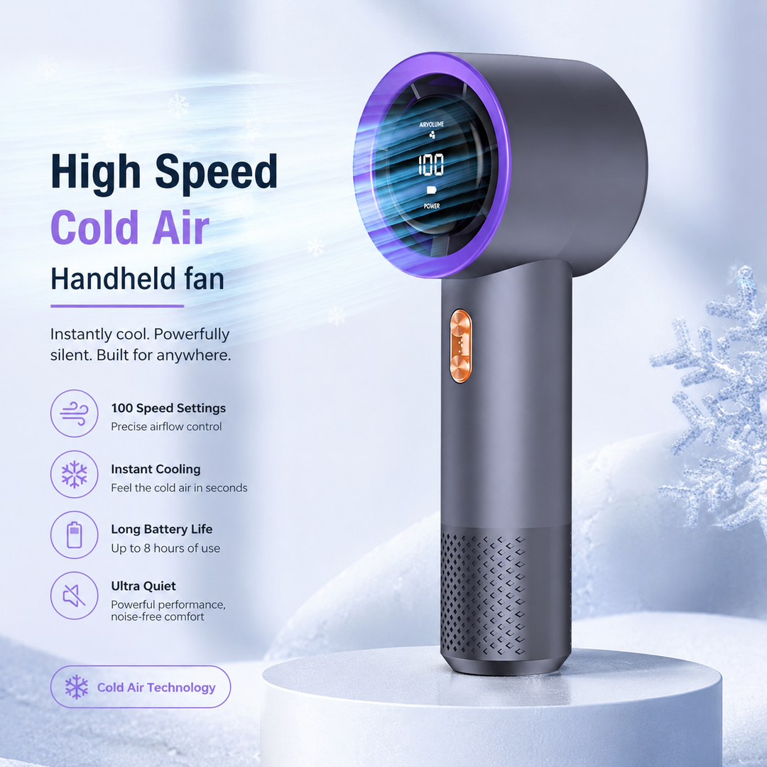 Portable Handheld Bladeless Mini USB Rechargeable Fan with LED