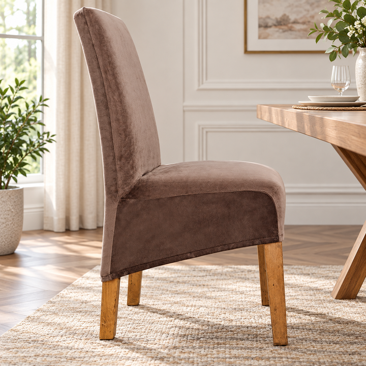 Stretch Velvet Dining Chair Covers Soft Non Slip Seat Protectors
