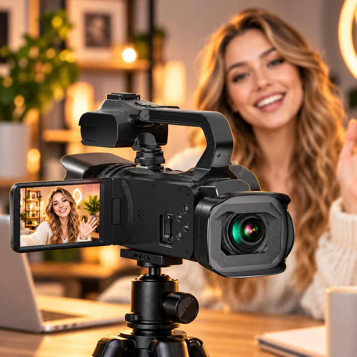 UHD 4K Camcorder 18X Zoom Rotating Touchscreen for Vlogging