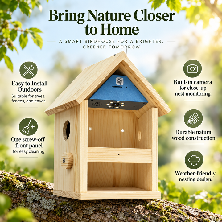 Bird Box Camera Smart WiFi Wildlife Camera Nest Box Night Vision