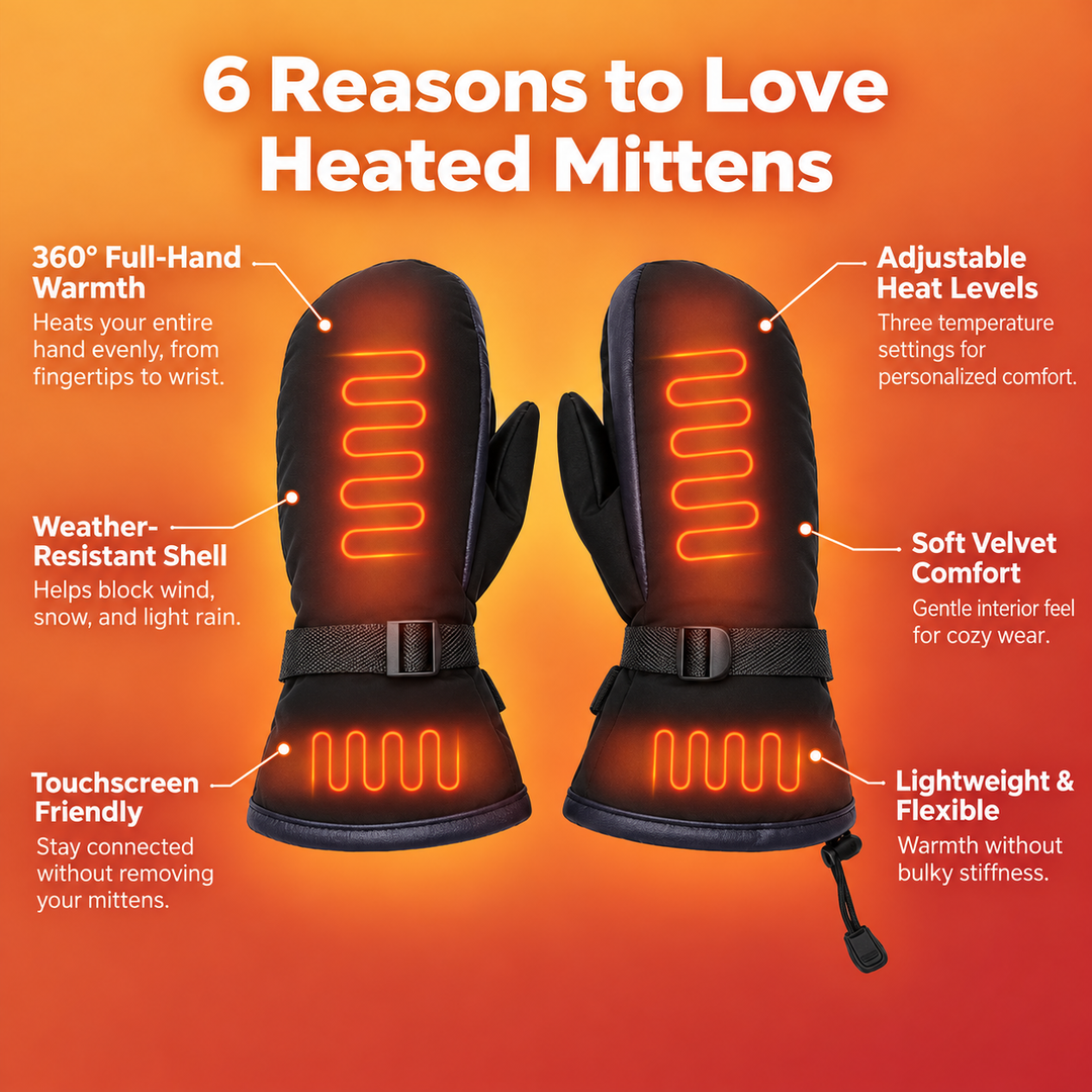 Heated Mittens Rechargeable Waterproof Hand Warmer Gloves