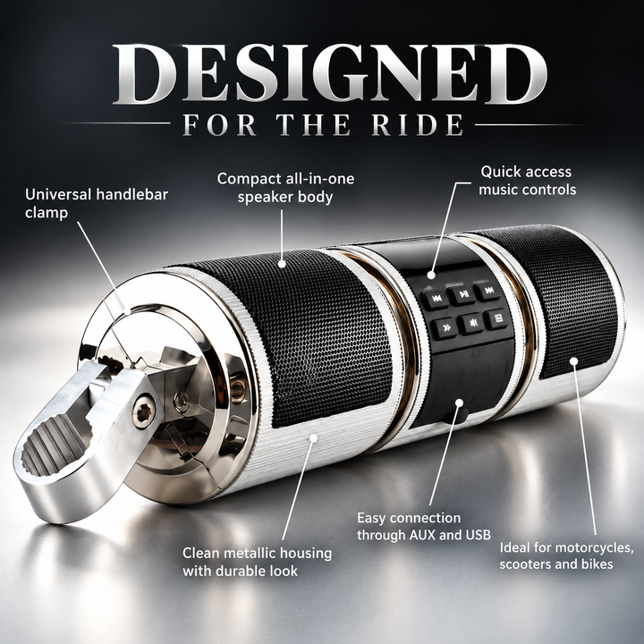 Motorcycle Handlebar Bluetooth Speakers Waterproof Audio MP3 LED