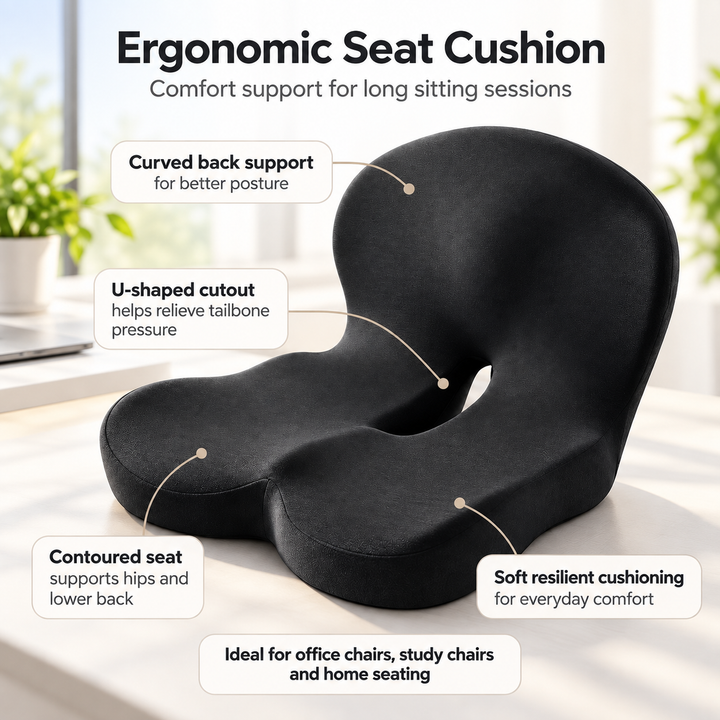 Memory Foam Seat Cushion and Back Support Orthopedic Chair Pillow