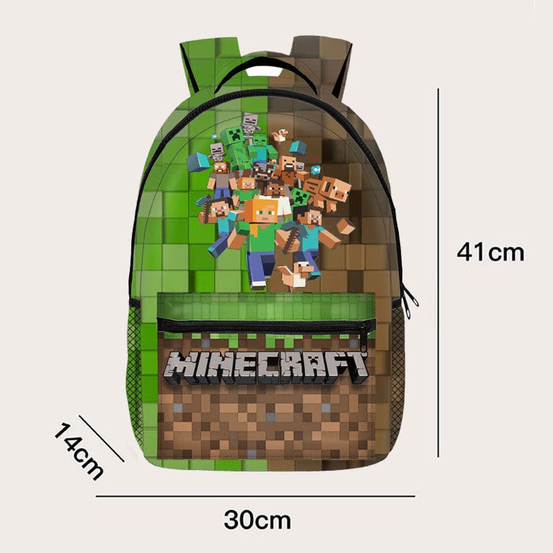 Minecraft Pixel Design School Backpack Bag