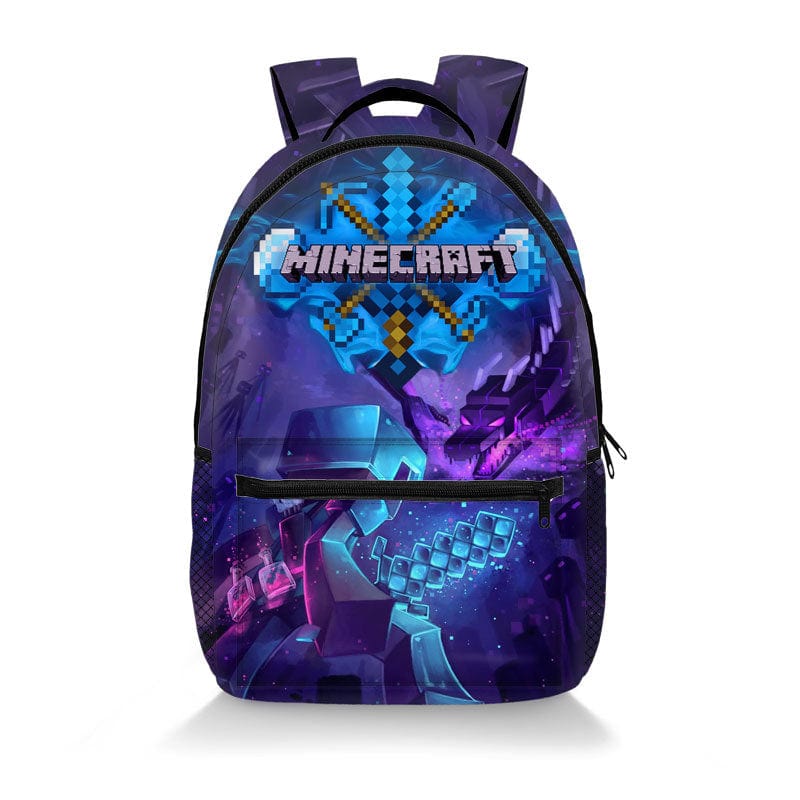 Minecraft Pixel Design School Backpack Bag
