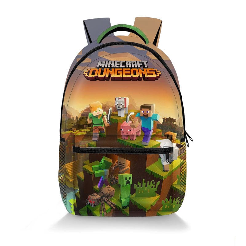 Minecraft Pixel Design School Backpack Bag