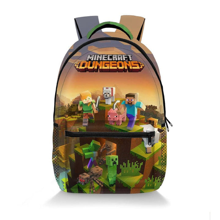 Minecraft Pixel Design School Backpack Bag