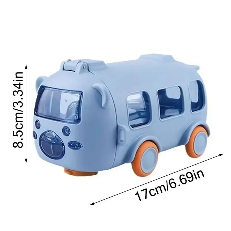 Bus Shaped Water Bottle with Straw 16 oz Plastic Cartoon Design